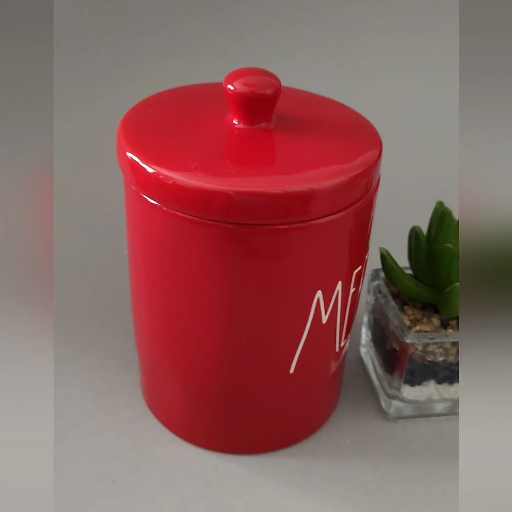 Rae Dunn Canister color red  Merry medium ceramic New